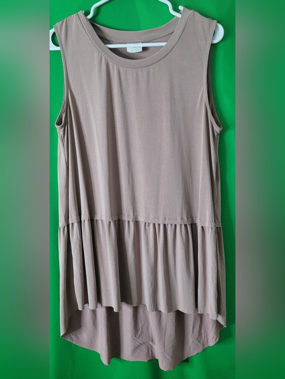 Mote Blush Pink Sleeveless Tunic High-low Ruffle Peplum Hem Large Modal Blouse